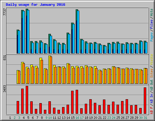 Daily usage for January 2016