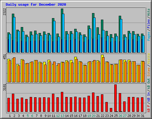 Daily usage for December 2020