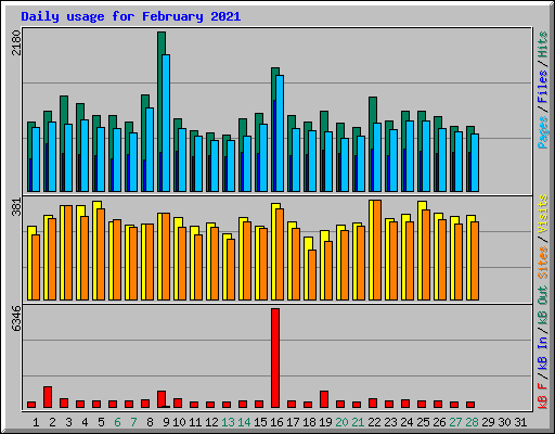 Daily usage for February 2021