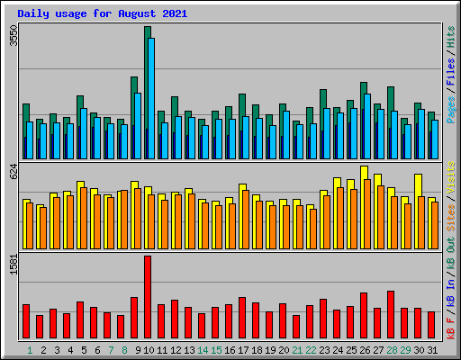 Daily usage for August 2021