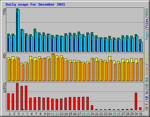 Daily usage for December 2021