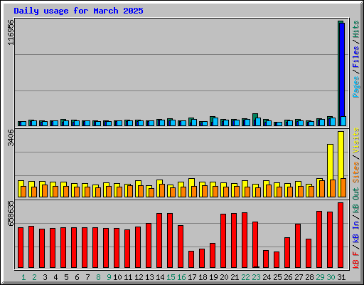 Daily usage for March 2025
