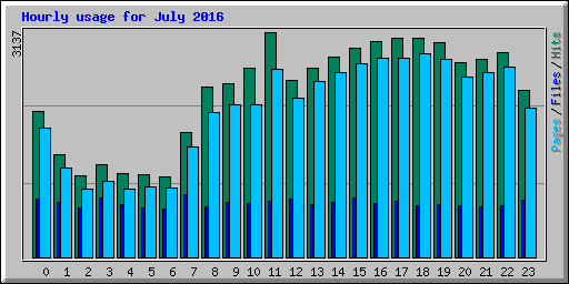 Hourly usage for July 2016